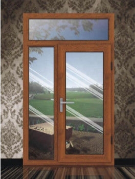 Wood Grain Aluminum Swing Doors , Exterior Glass Swing Door Low E Glazed