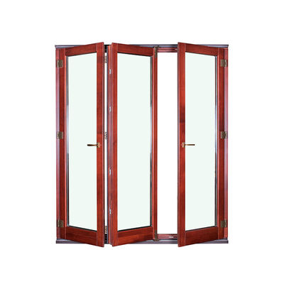 Wood Grain Aluminum Folding Doors Fiberglass Non Thermal Break